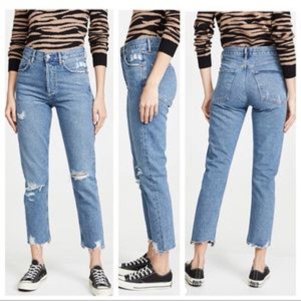 NWT AGOLDE Jamie Hi Rise Classic Distressed Jeans‎ Arrival 27